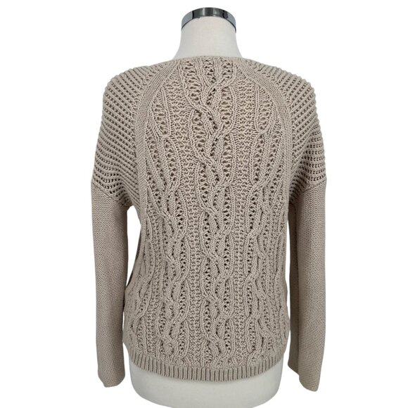 Reiss Open Knit Scoop Neck Beige Cableknit Sweater Size Large - Picture 8 of 13